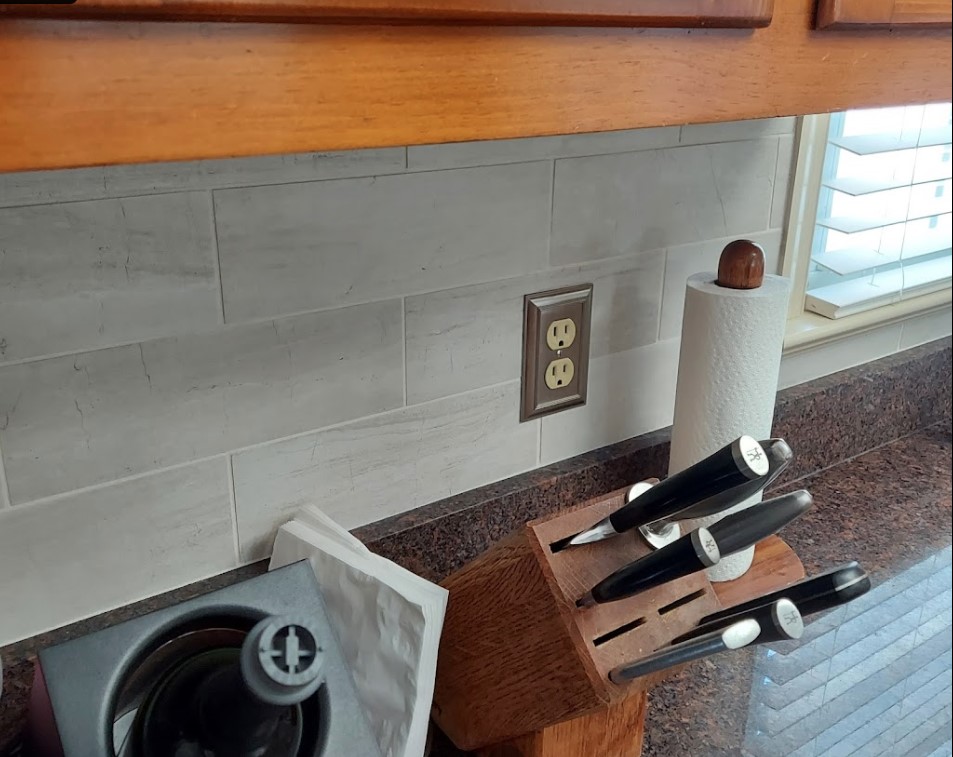 Backsplash tile installation at L & M 